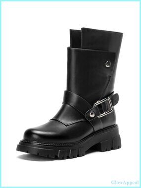 Women Gothic Motorcycle Ankle Boots Lug Sole Biker Boots Chunky Thick Sole